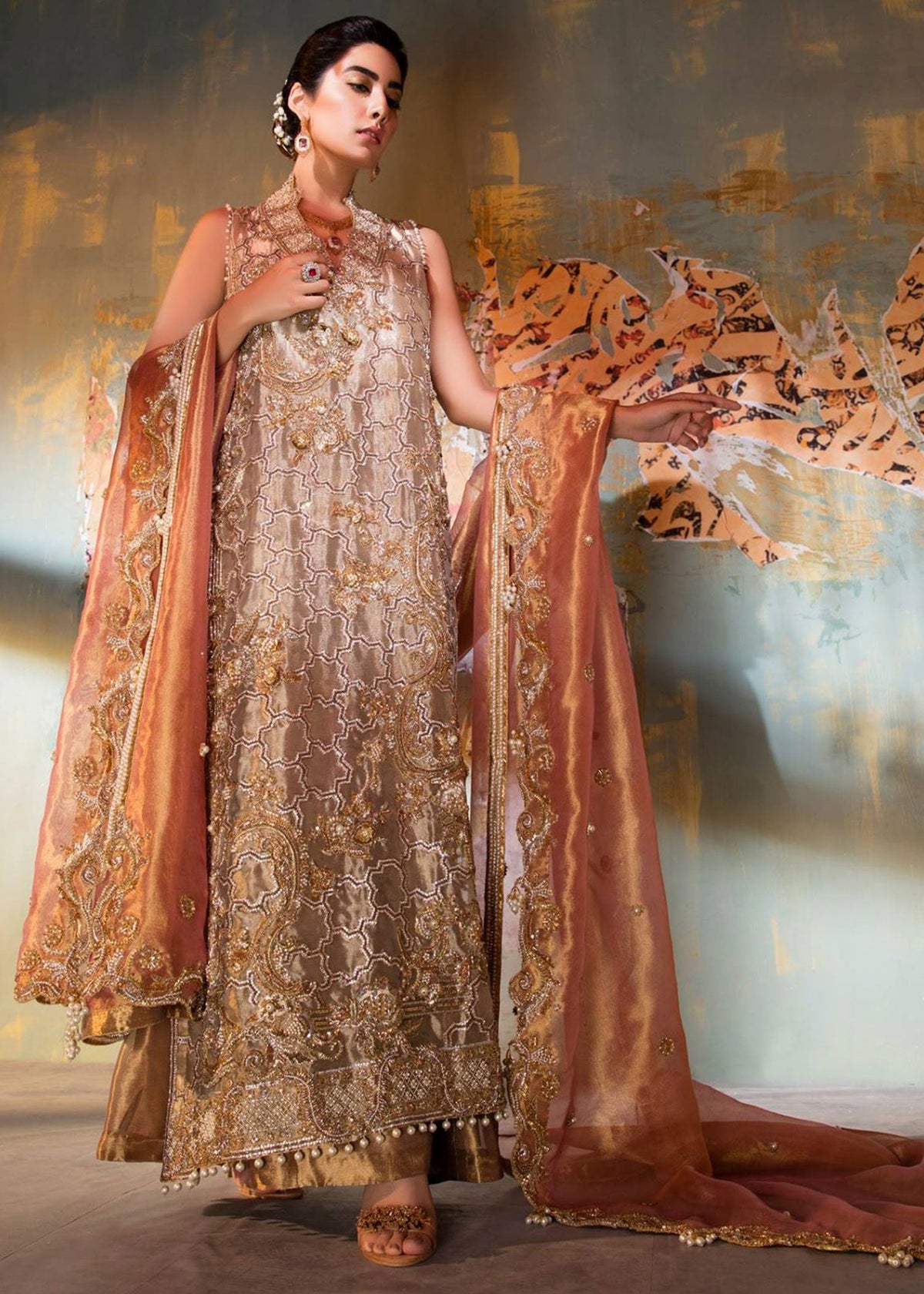 Peach Envy by Sadaf Fawad Khan — detail view | SFK Formal