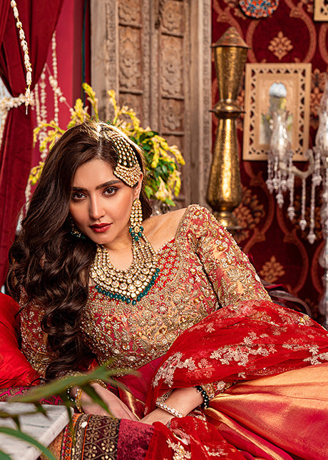 Coral Charm by Sadaf Fawad Khan — Coral Embellished Formal Outfit | SFK Formal