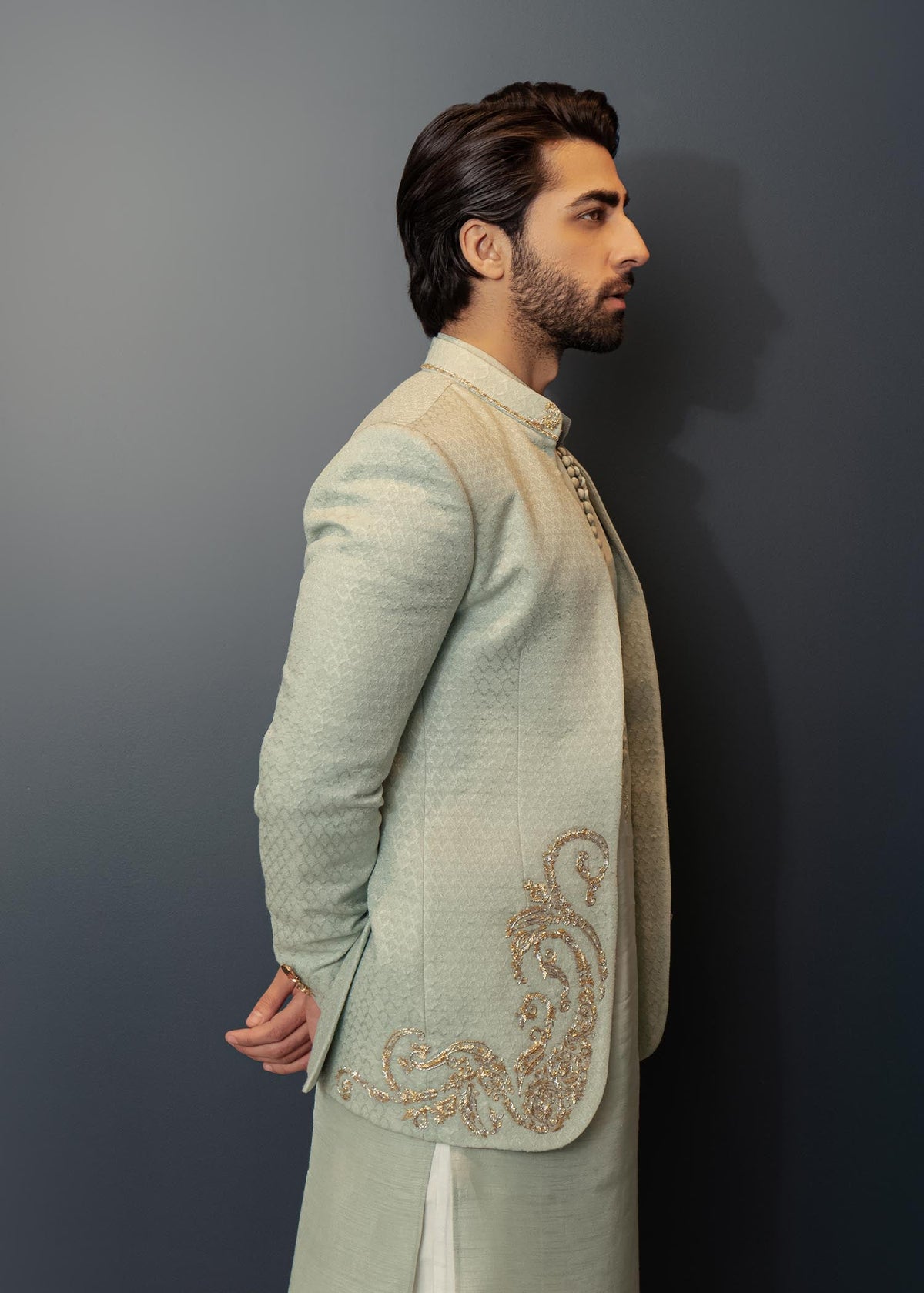 Seafoam Green by Sadaf Fawad Khan — detail view | SFK Menswear
