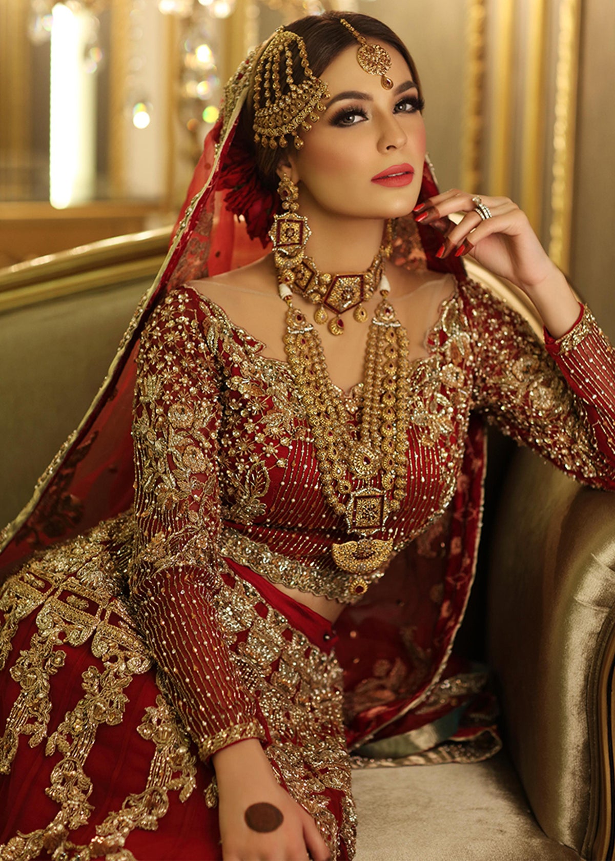 Crimson Bridal by Sadaf Fawad Khan — Red Embellished Luxury Bridal Couture | SFK Bridals