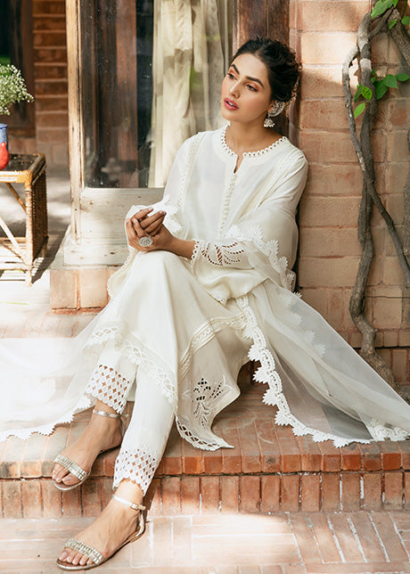 White Lotus by Sadaf Fawad Khan — White Embellished Formal Outfit | SFK Formal