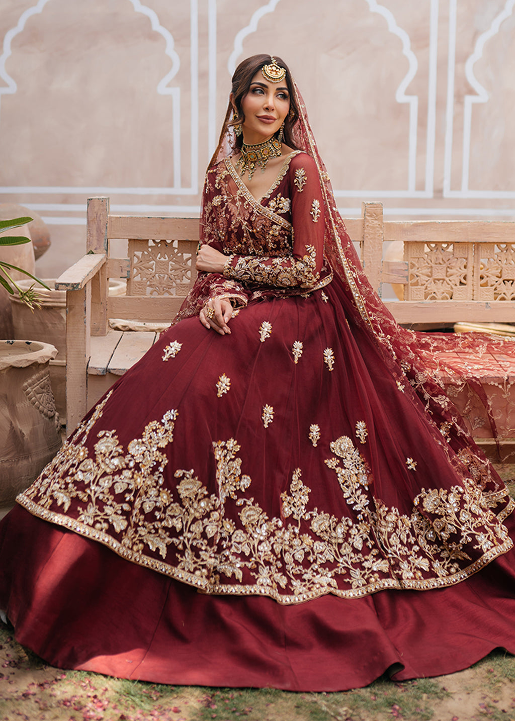 Bridal Dresses Pakistan Royal Burgundy by Sadaf Fawad Khan