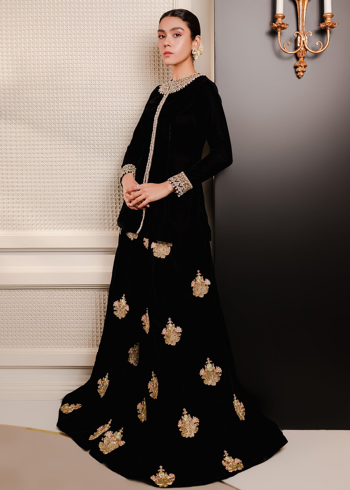 Black Jasper by Sadaf Fawad Khan — full length view | SFK Formal