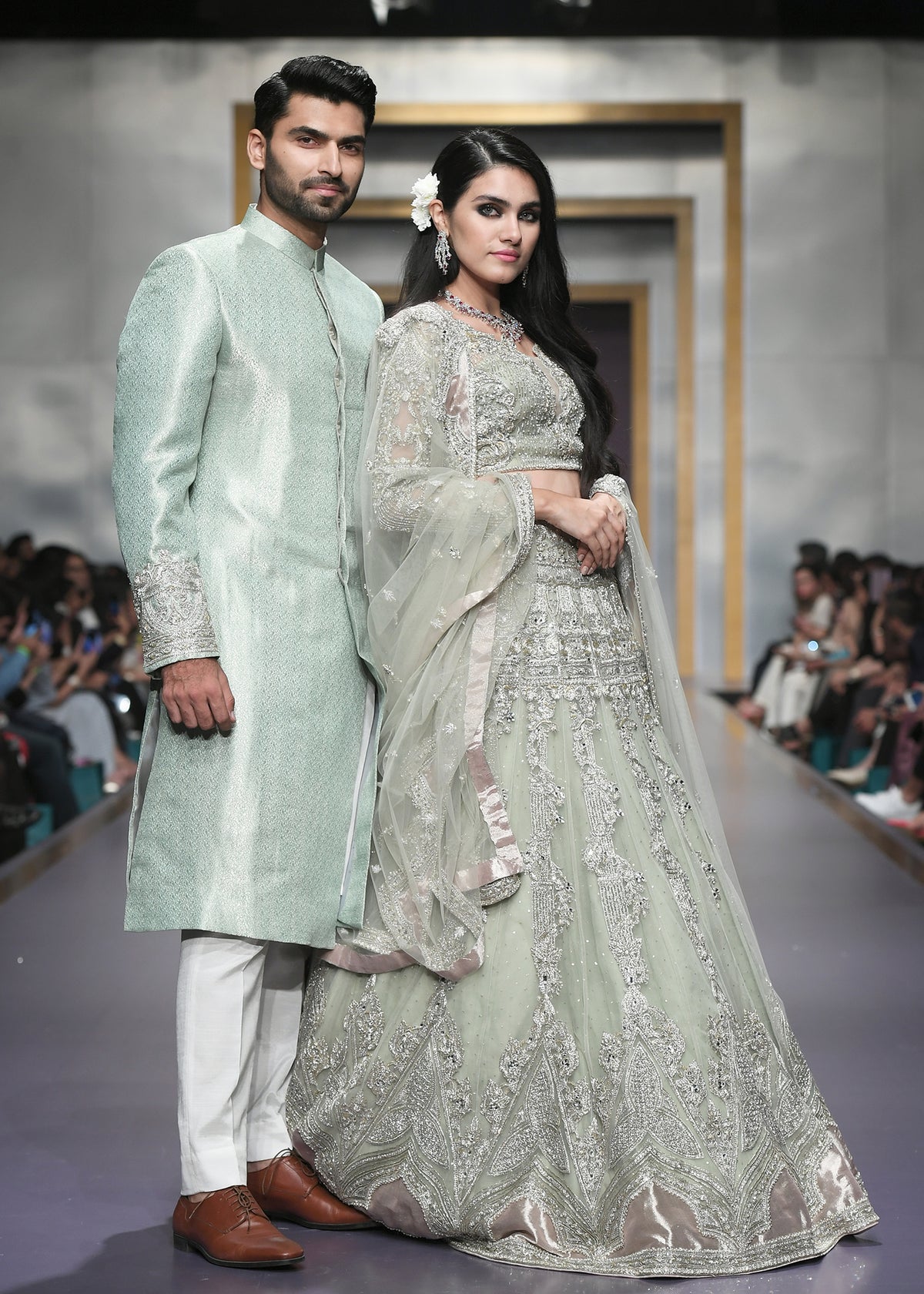 Mint Hint Luxury Pret by Sadaf Fawad Khan — Mint Embellished Pret Shararah Set | SFK Luxury Pret