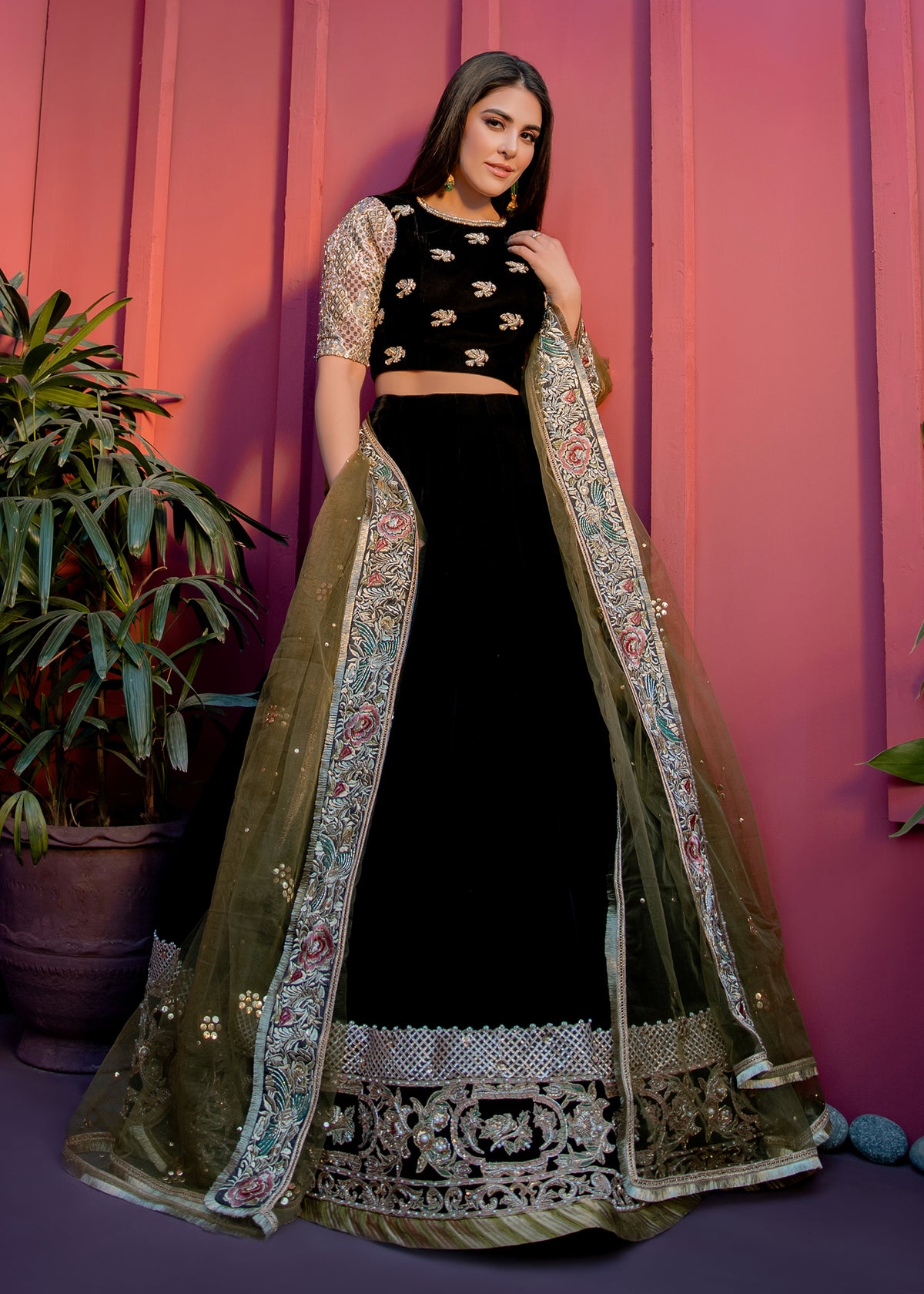 Dark Romance by Sadaf Fawad Khan — Dark Embellished Formal Outfit | SFK Formal