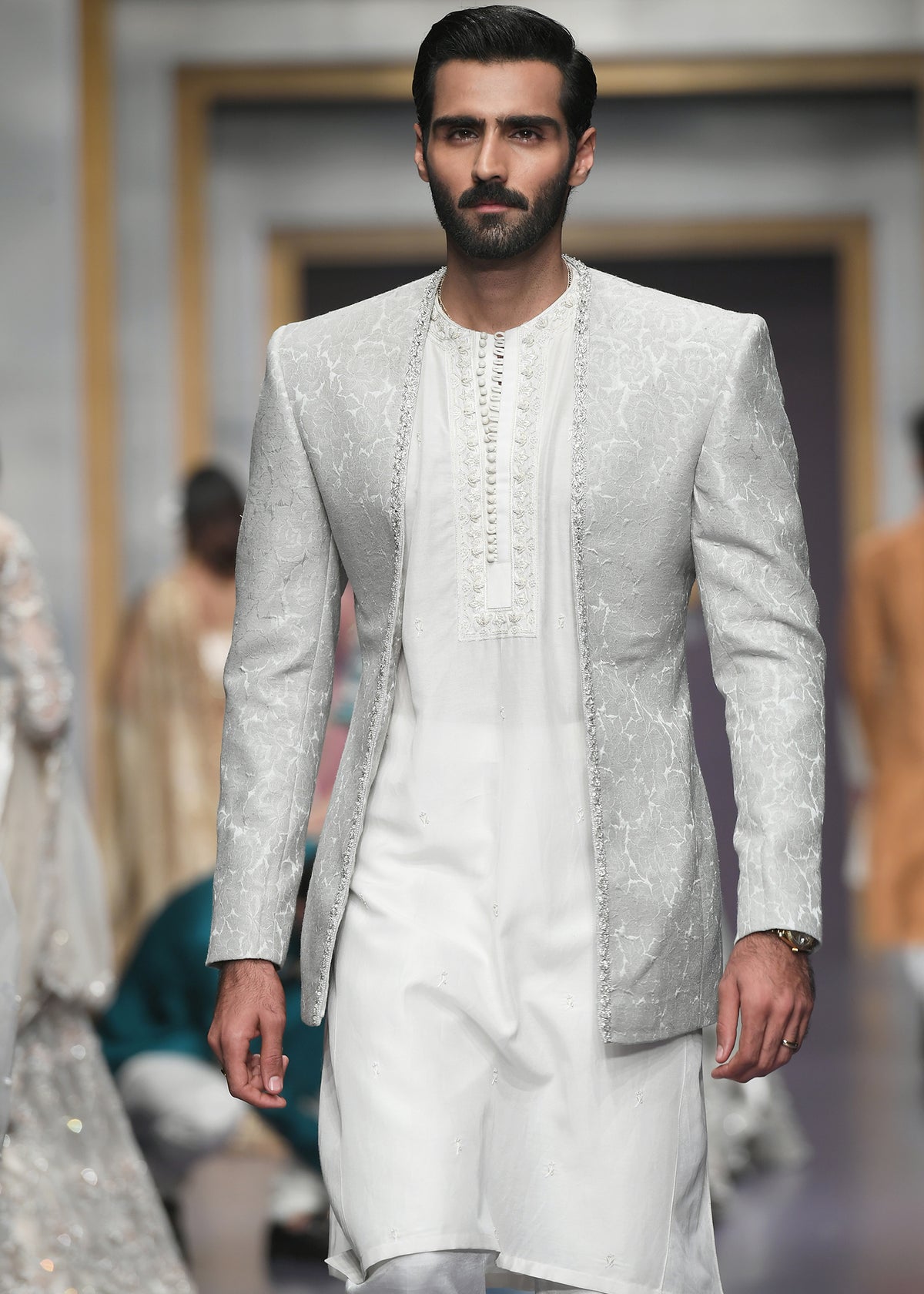 Blue Mist by Sadaf Fawad Khan — Blue Embellished Luxury Pret Set | SFK Luxury Pret