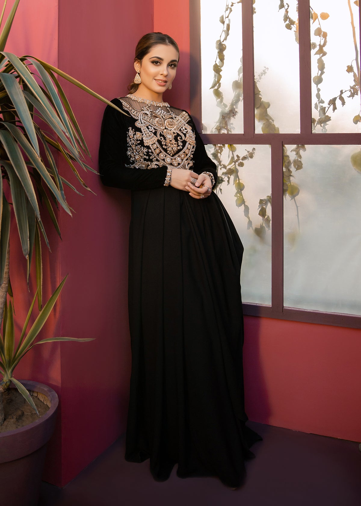 Ebony Glory by Sadaf Fawad Khan — Black Embellished Formal Outfit | SFK Formal