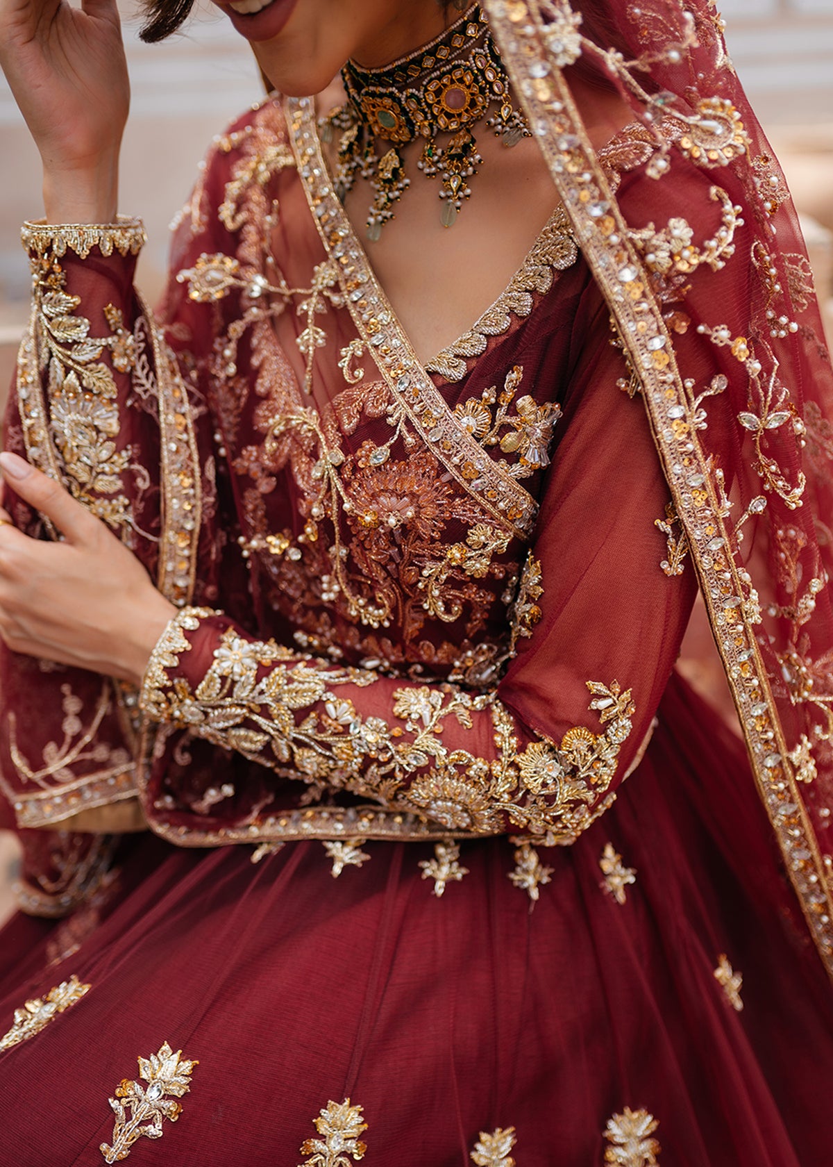 Royal Burgundy by Sadaf Fawad Khan — side view | SFK Formal