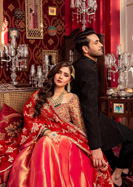 Coral Charm by Sadaf Fawad Khan — side view | SFK Formal