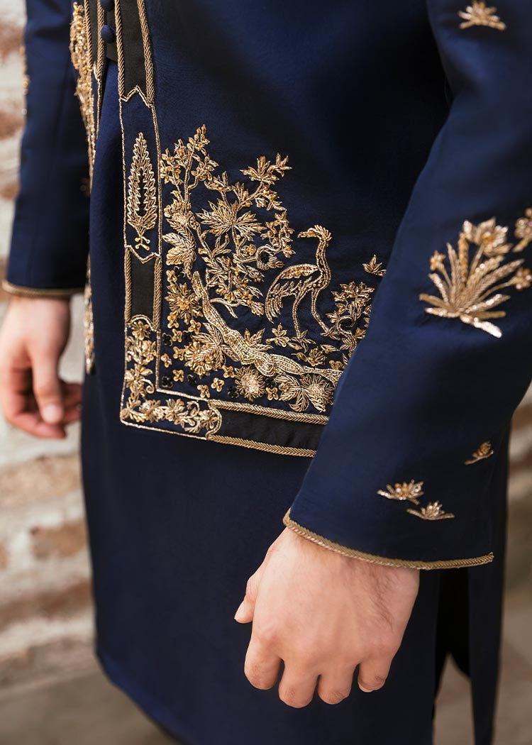 Navy Knights by Sadaf Fawad Khan — detail view | SFK Menswear