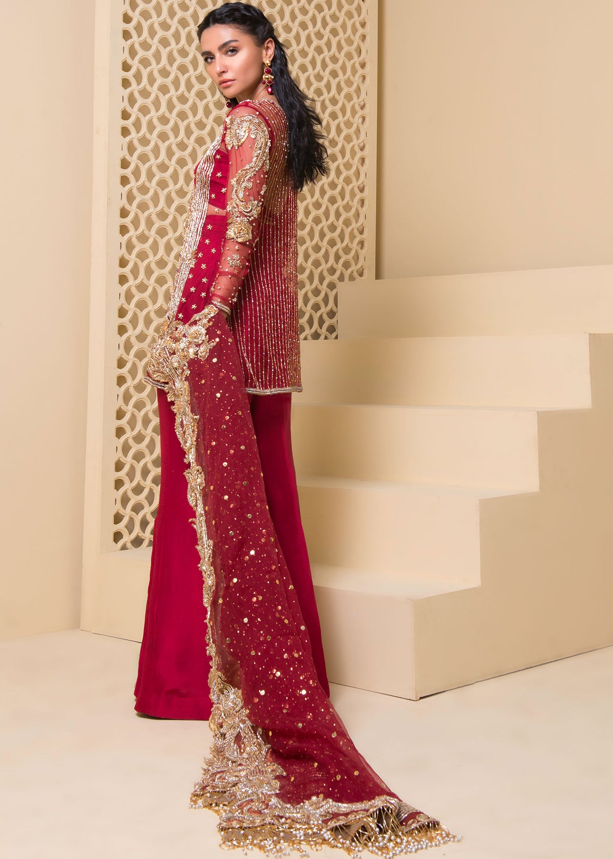 Ochre Glory by Sadaf Fawad Khan — full length view | SFK Formal