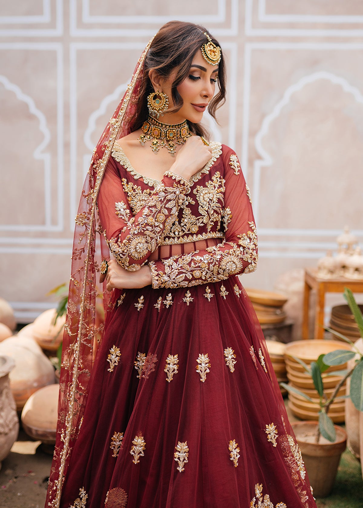 Royal Burgundy by Sadaf Fawad Khan — full length view | SFK Formal