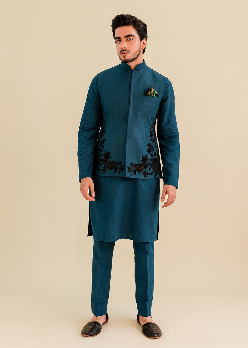 Deep Water Waistcoat by Sadaf Fawad Khan — detail view | SFK Menswear