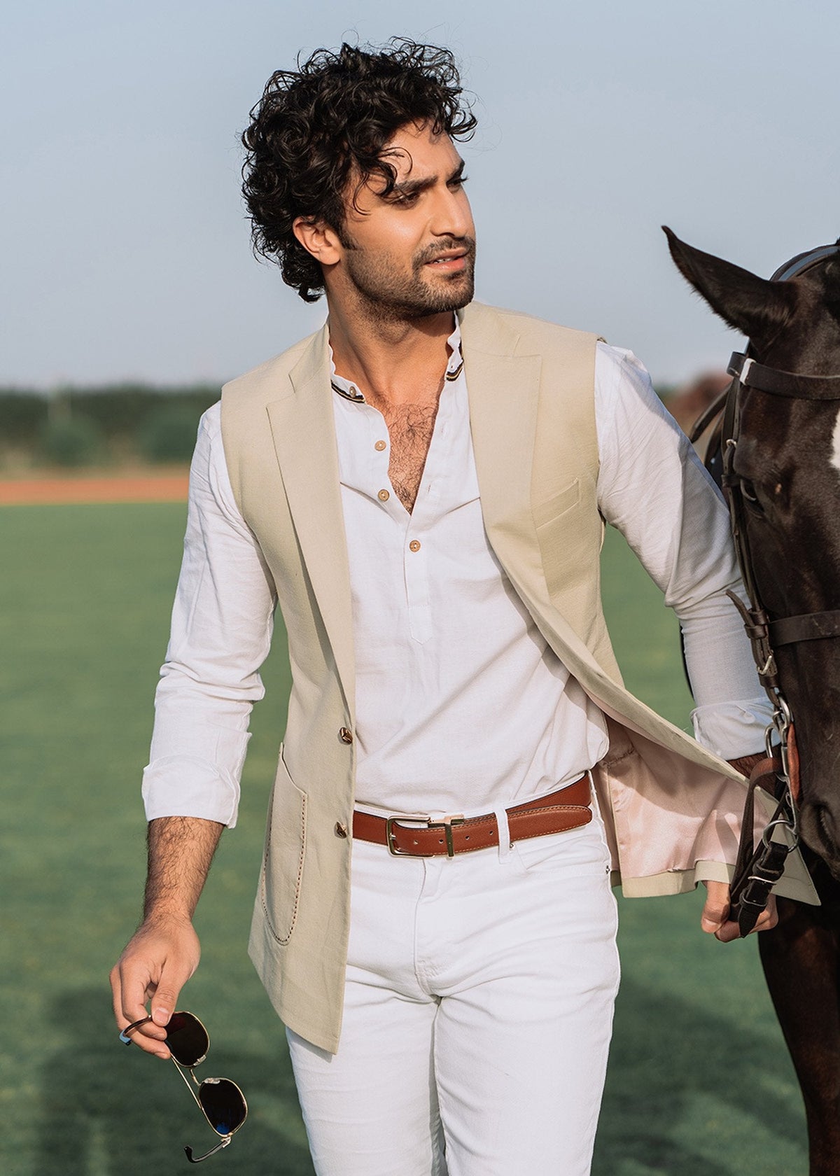 Alabaster Equestrian by Sadaf Fawad Khan — side view | SFK Menswear