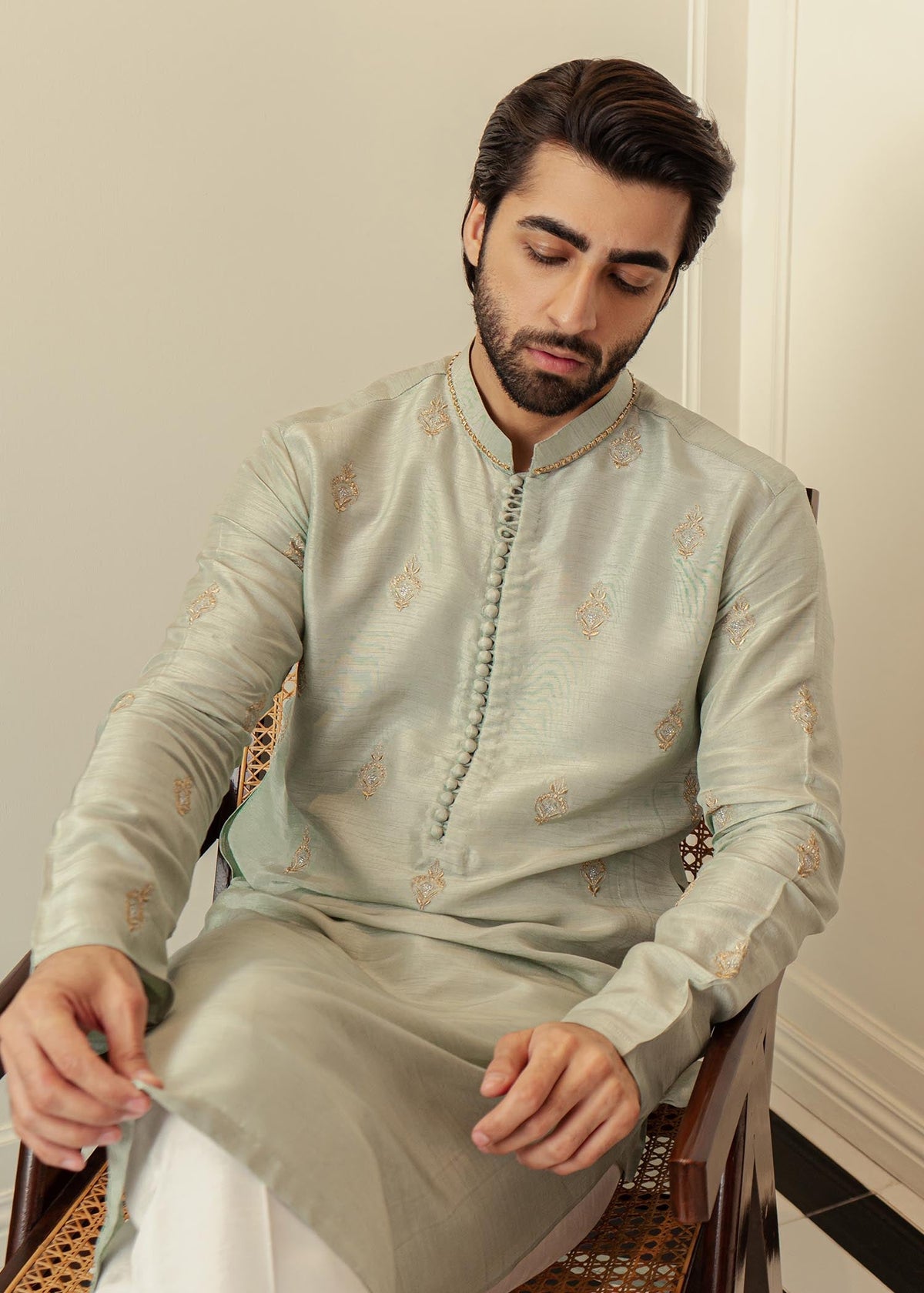 Morning Mist by Sadaf Fawad Khan — detail view | SFK Menswear