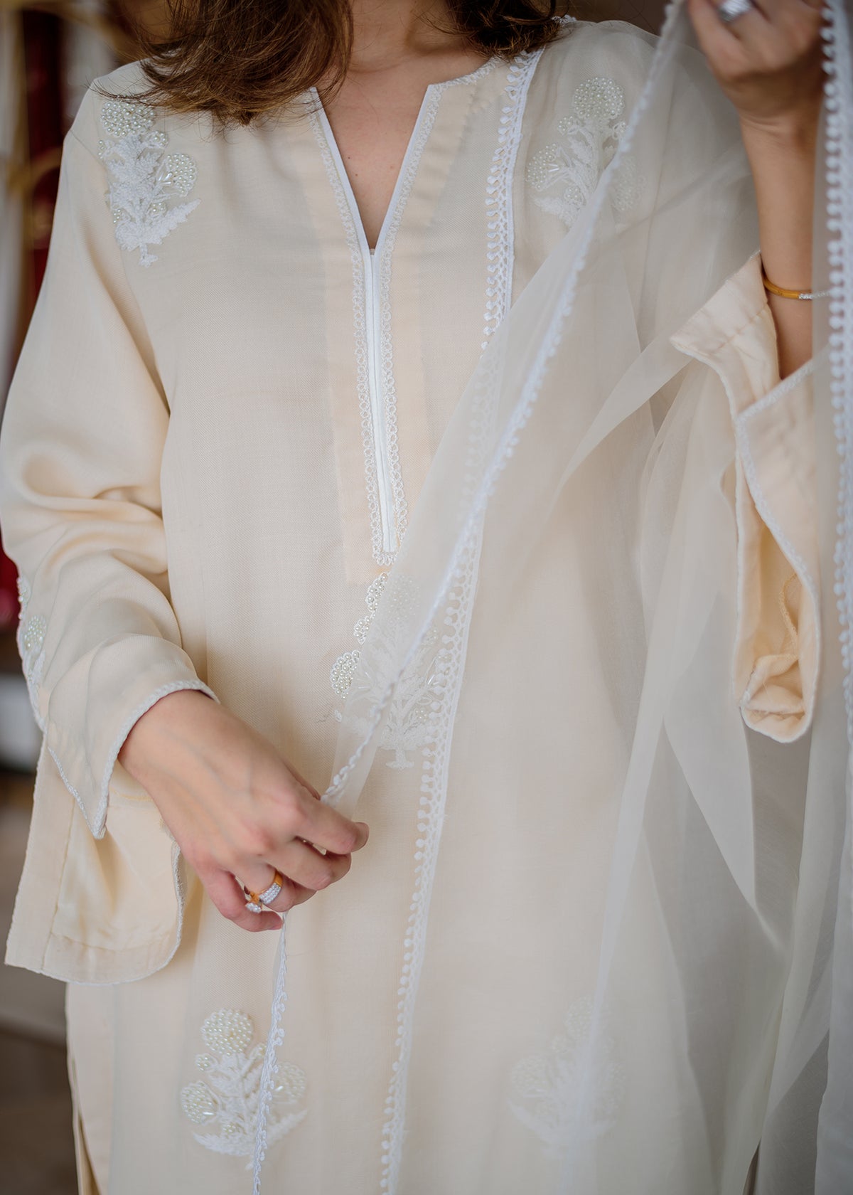 White Mist by Sadaf Fawad Khan — side view | SFK Formal