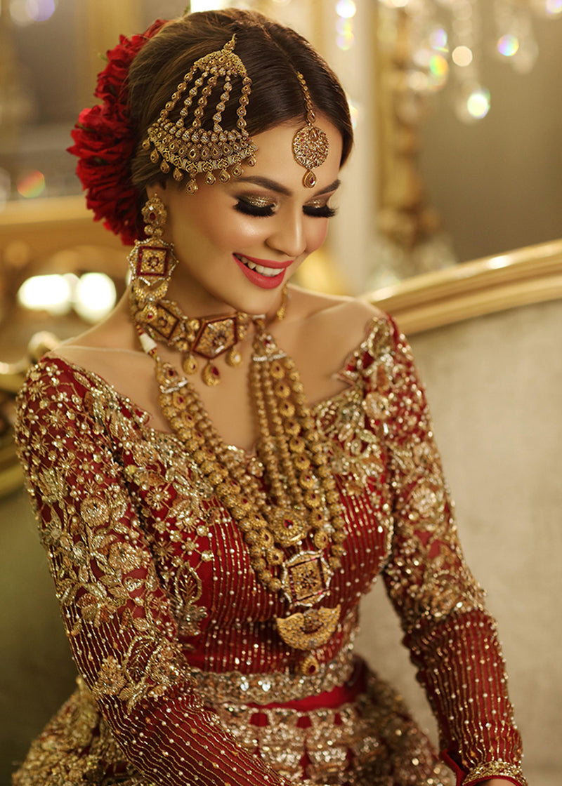 Crimson Bridal by Sadaf Fawad Khan — detail view | SFK Bridals