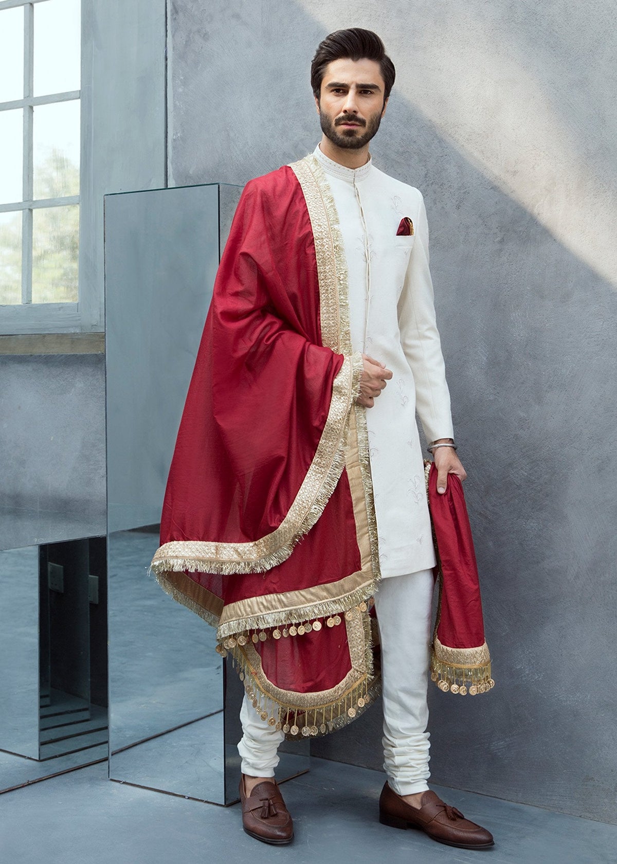 Royal Opal Shawl by Sadaf Fawad Khan — Luxury Embellished Royal Opal Shawl | SFK
