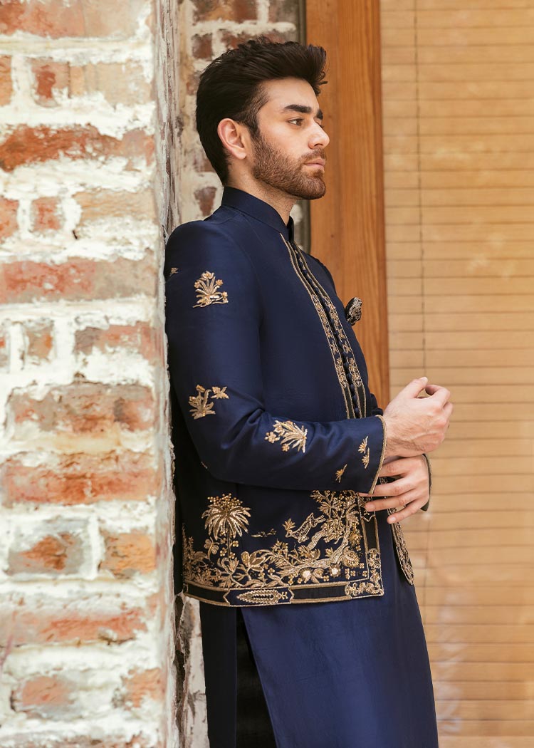Navy Knights by Sadaf Fawad Khan — full length view | SFK Menswear