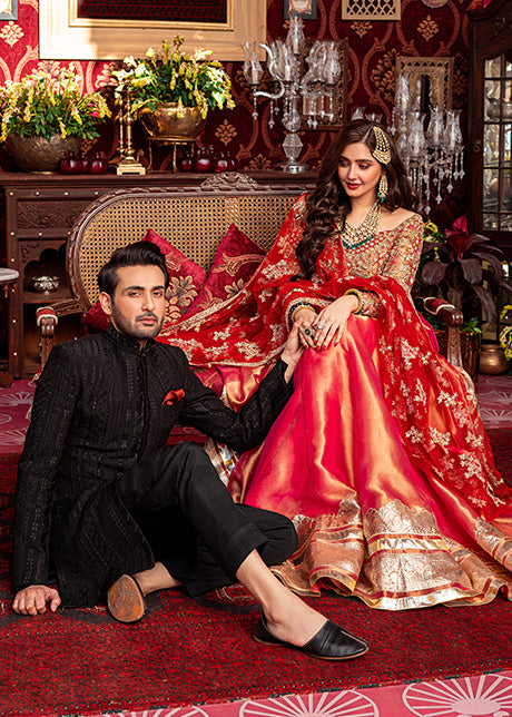 Coral Charm by Sadaf Fawad Khan — detail view | SFK Formal