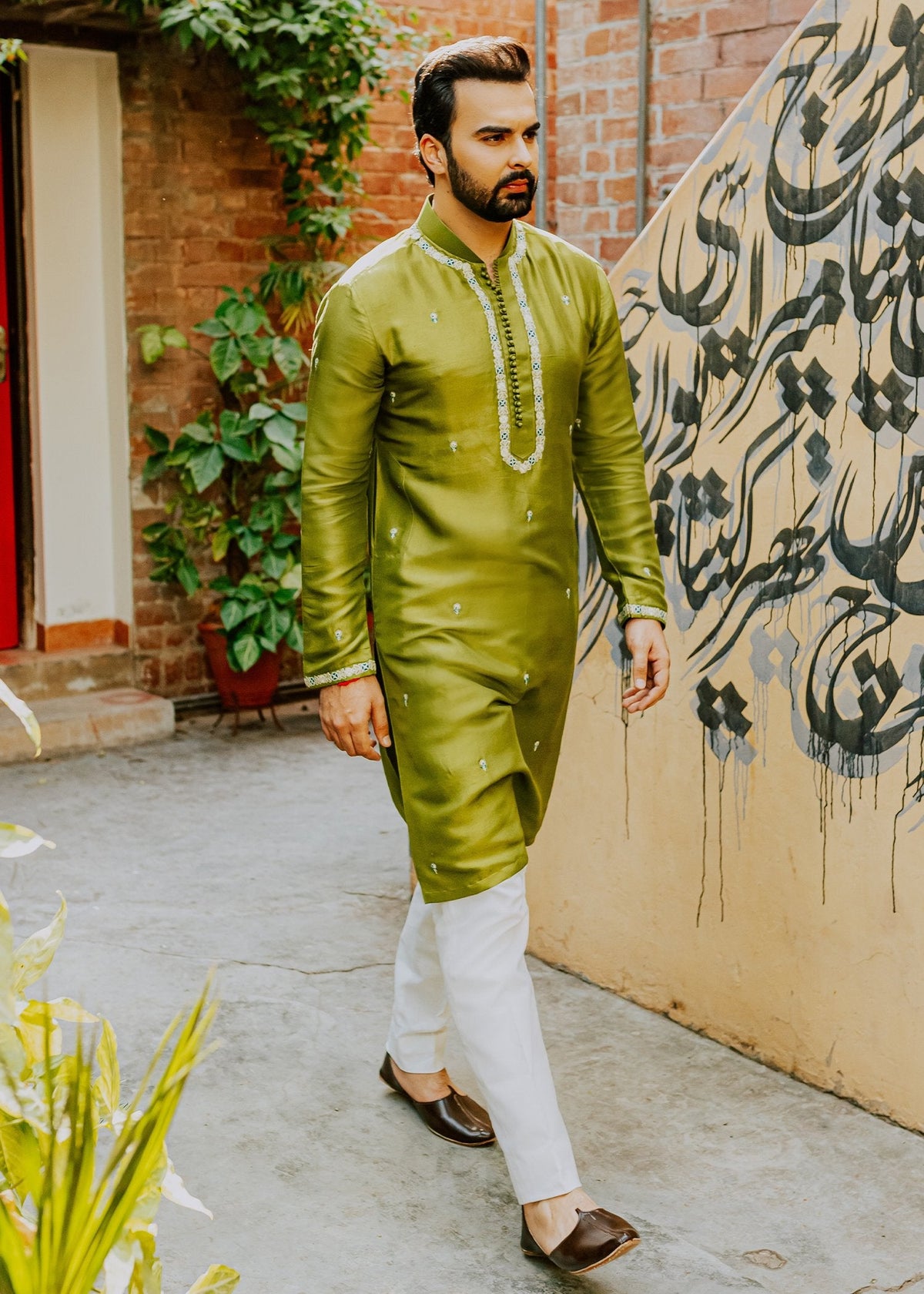Chartreuse by Sadaf Fawad Khan — full length view | SFK Menswear