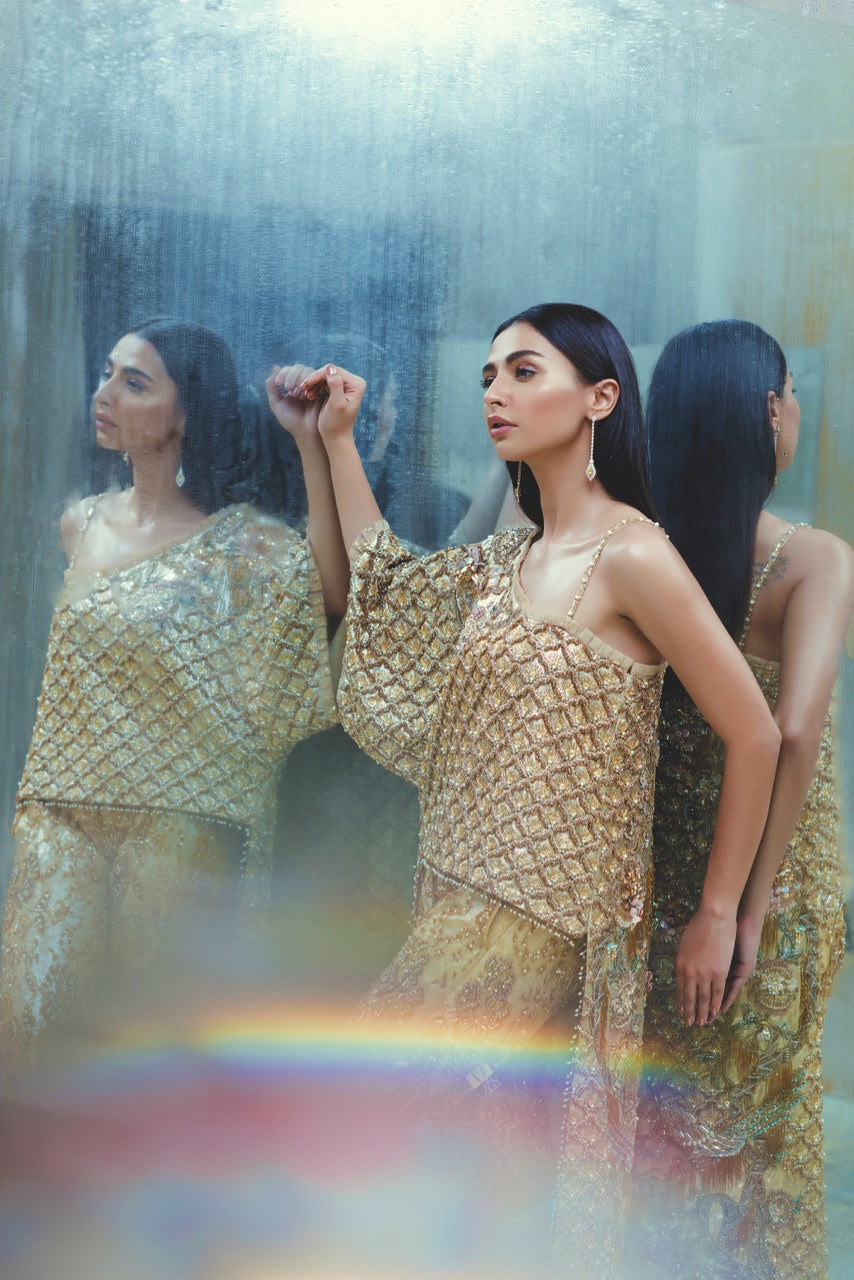 Antique Ivory by Sadaf Fawad Khan — side view | SFK Formal
