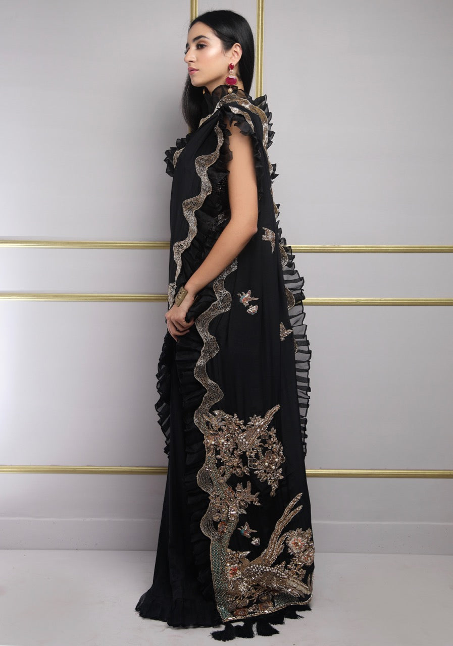 Black Demekin by Sadaf Fawad Khan — full length view | SFK Formal