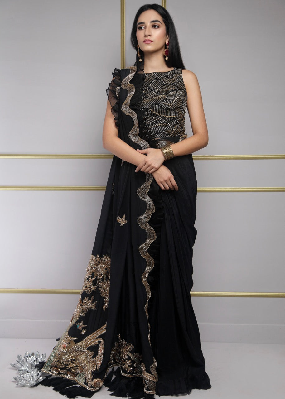 Black Demekin by Sadaf Fawad Khan — detail view | SFK Formal