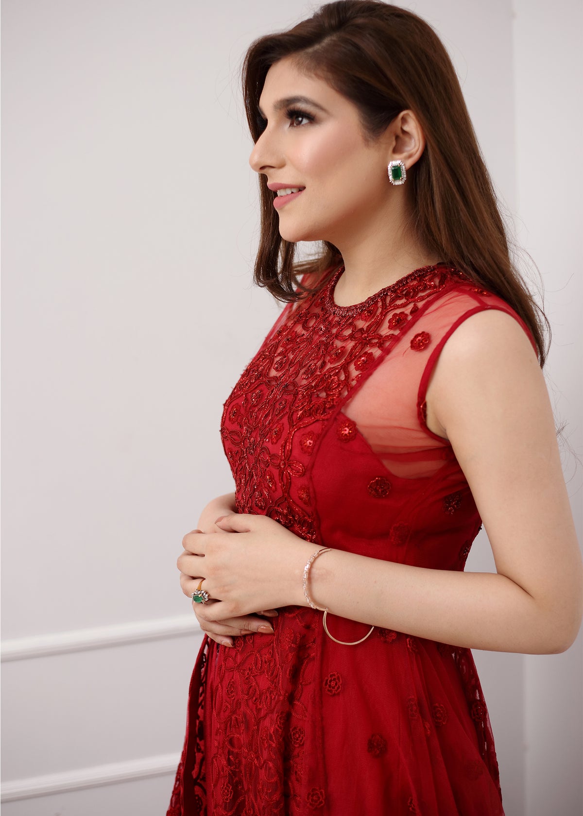 Red Cardinal by Sadaf Fawad Khan — full length view | SFK Formal