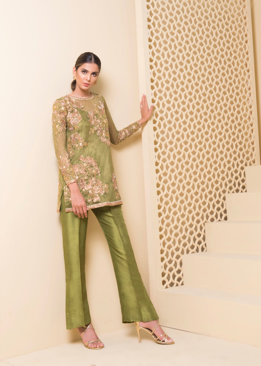 Olive Grove by Sadaf Fawad Khan — side view | SFK Formal