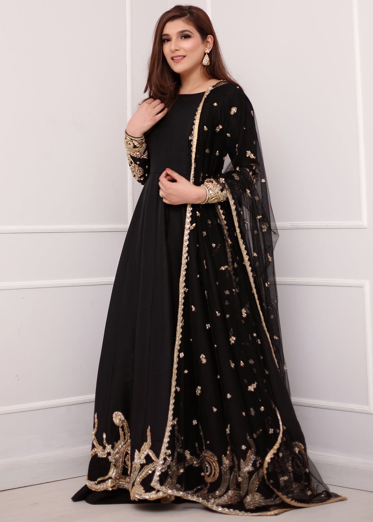 Black Starling by Sadaf Fawad Khan — Black Embellished Formal Outfit | SFK Formal