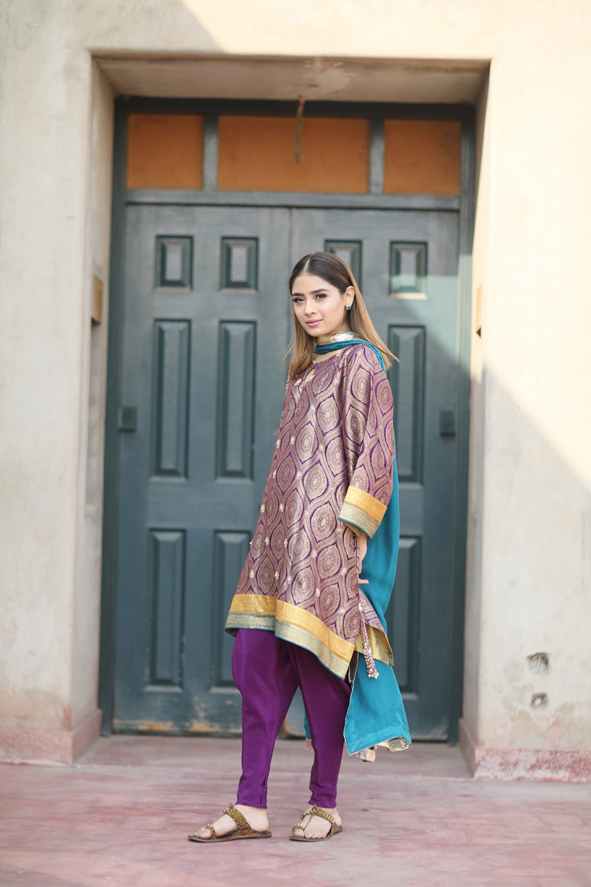 Star Burst Zardozi Purple by Sadaf Fawad Khan — detail view | SFK Luxury Pret
