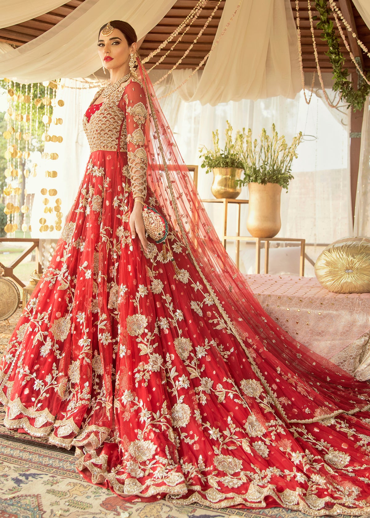 Red Beauty Bridal by Sadaf Fawad Khan — Red Embellished Luxury Bridal Couture | SFK Bridals