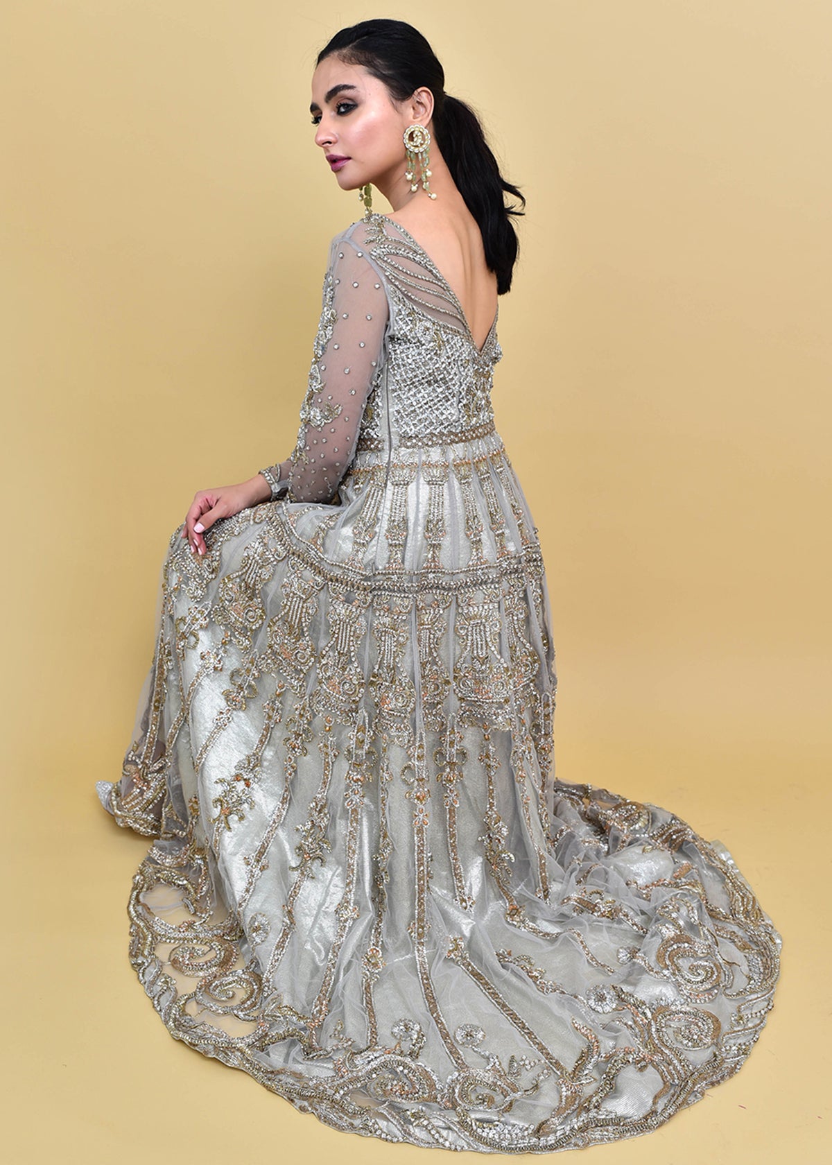 French Bridal Luxury Pret by Sadaf Fawad Khan — side view | SFK Luxury Pret