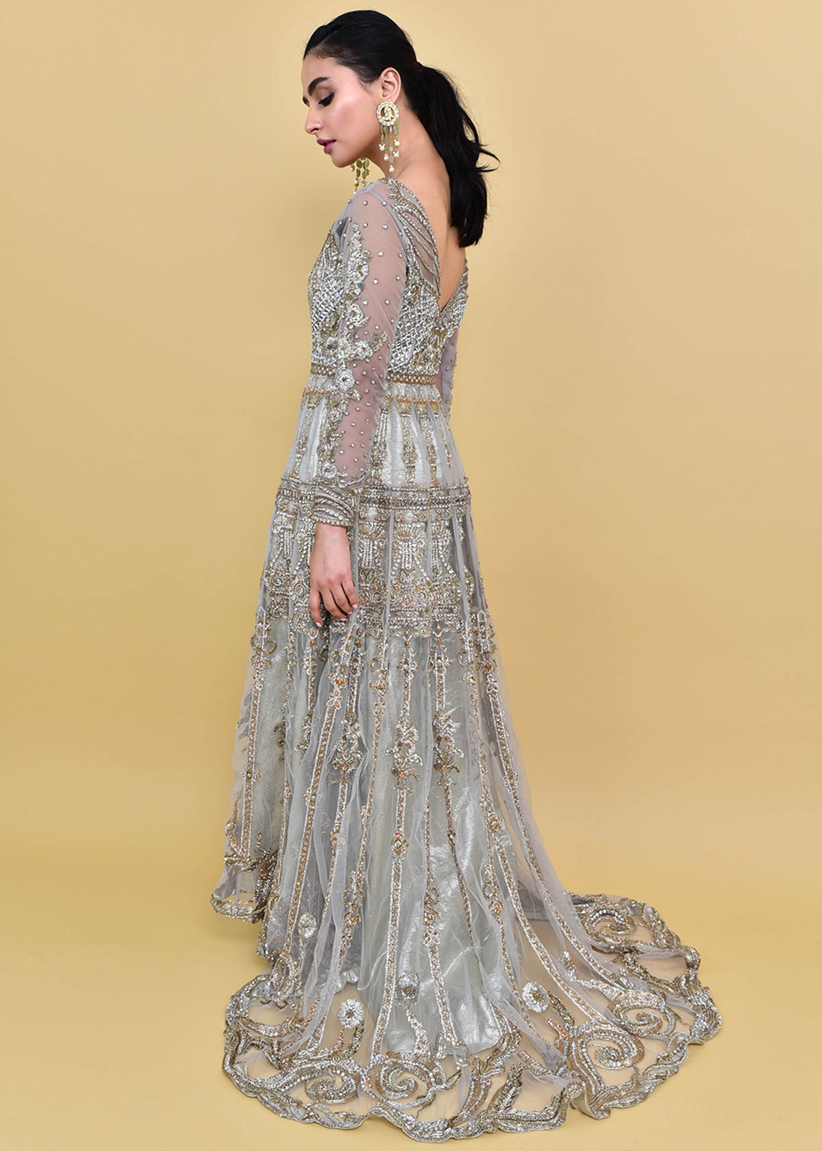 French Bridal Luxury Pret by Sadaf Fawad Khan — full length view | SFK Luxury Pret