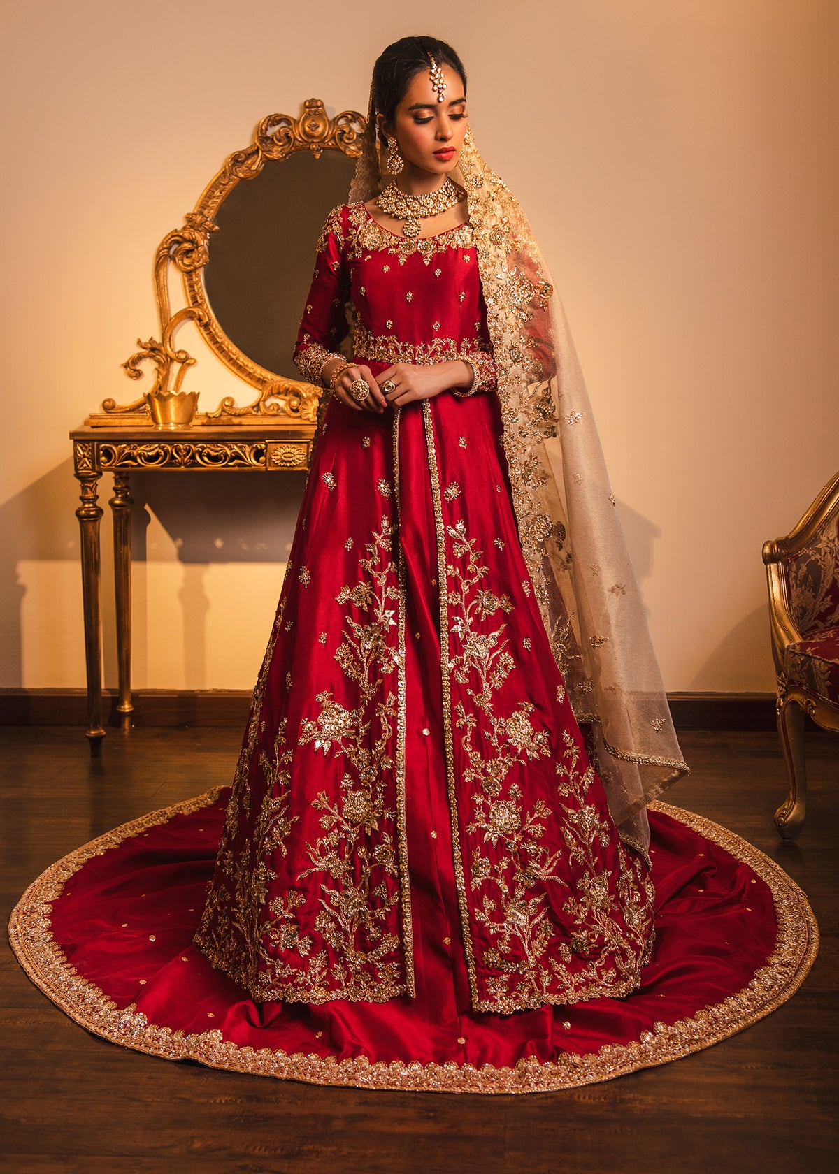 Gold Rose by Sadaf Fawad Khan — Gold Embellished Formal Outfit | SFK Formal