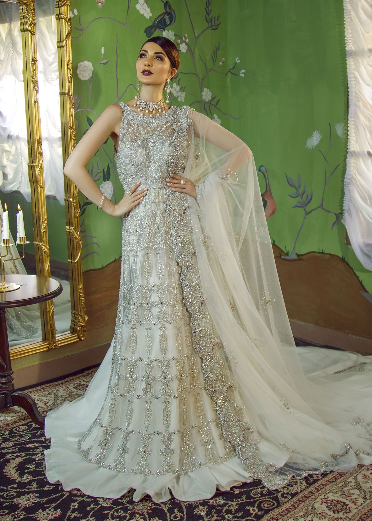 Lily Of The Valley by Sadaf Fawad Khan — White Embellished Bridal Couture | SFK Bridals