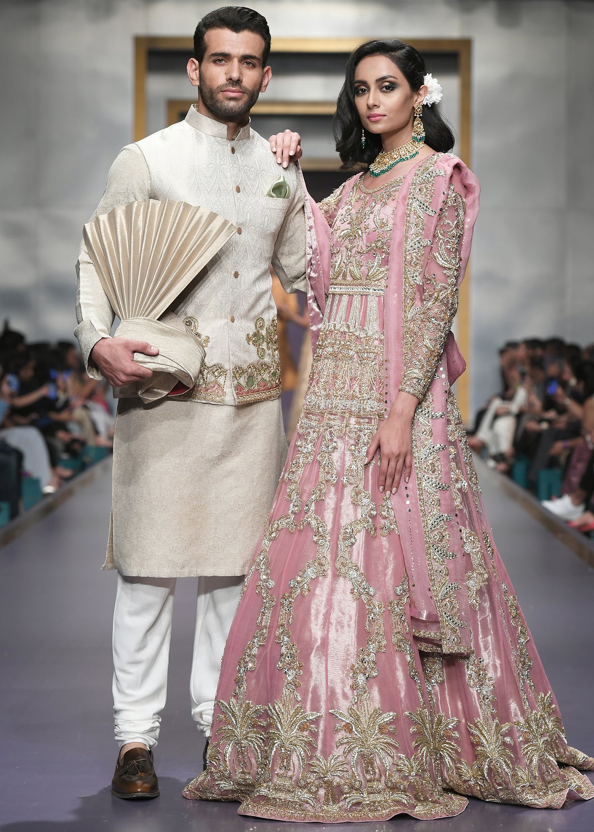 Pink Rose Luxury Pret by Sadaf Fawad Khan — Pink Embellished Bridal Lehenga | SFK Bridals