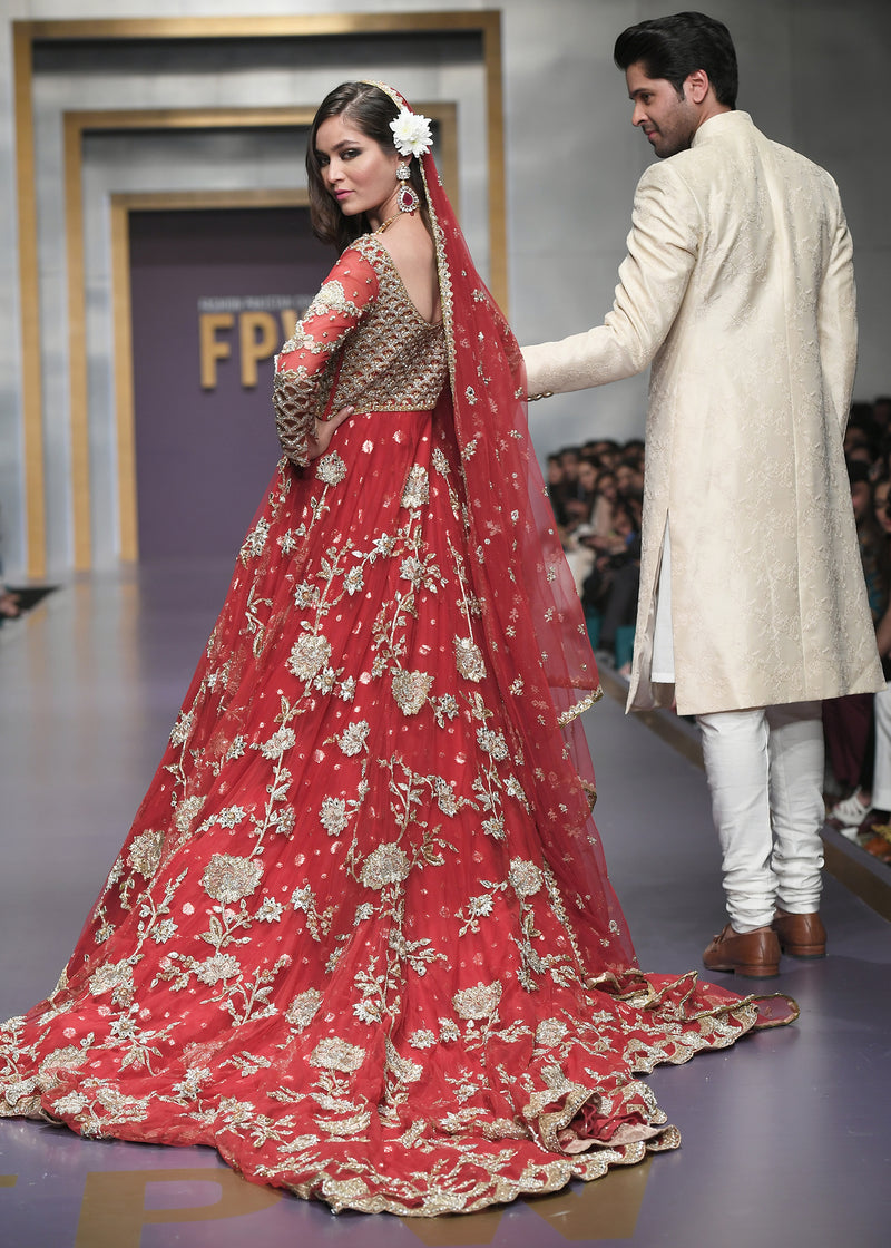 Red Beauty Luxury Pret by Sadaf Fawad Khan — detail view | SFK Luxury Pret