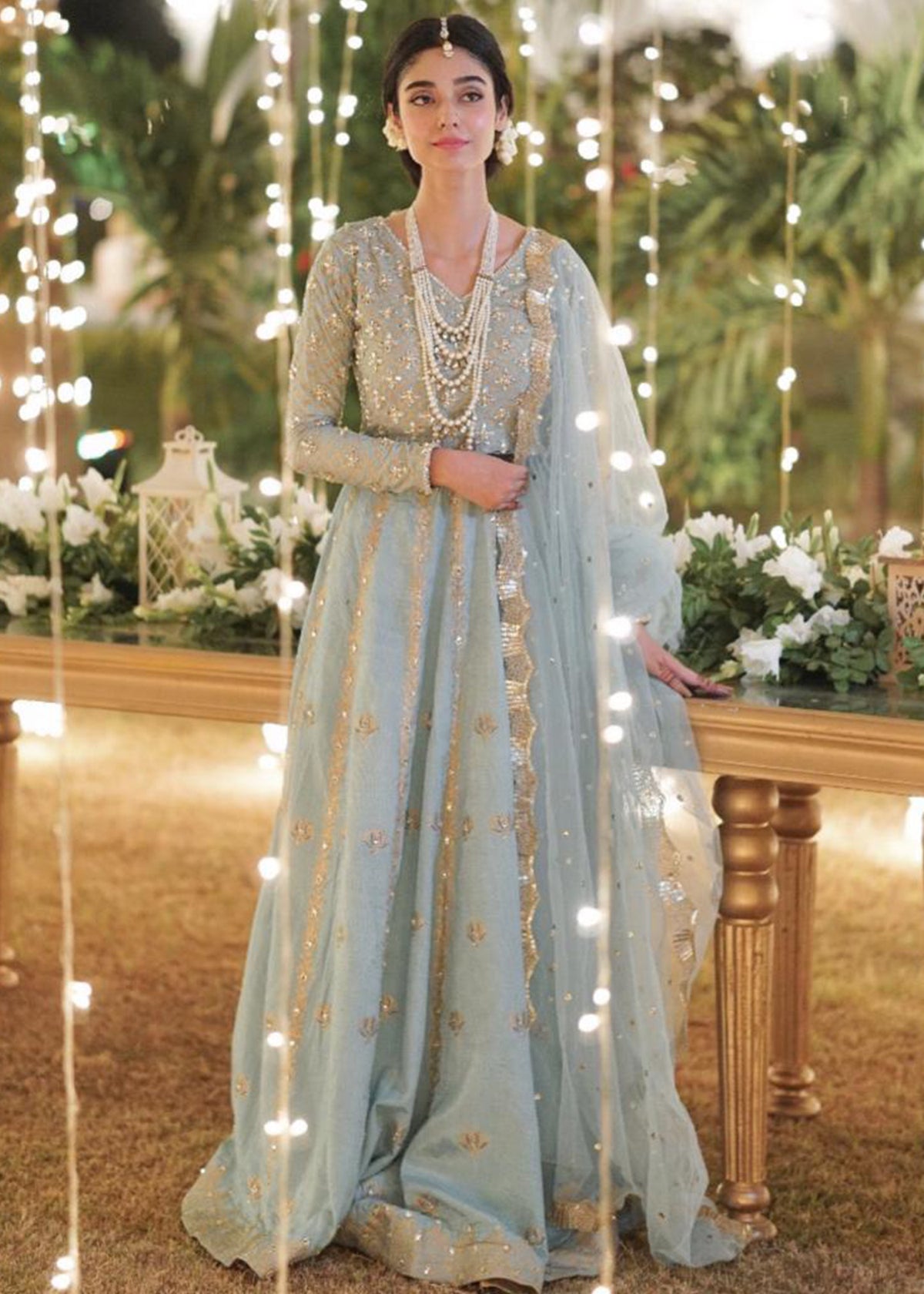 Holly Blue by Sadaf Fawad Khan — Blue Embellished Formal Outfit | SFK Formal